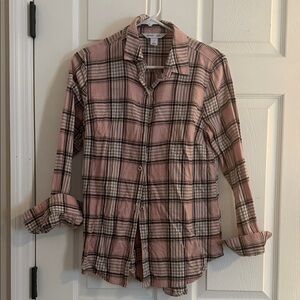 Old Navy Pink Plaid Long Sleeve Top